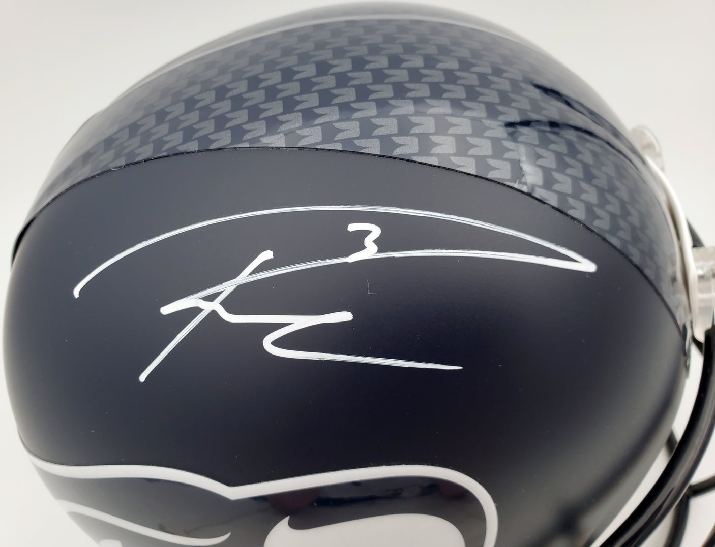 Russell Wilson Autographed Seattle Seahawks Full Size Replica Helmet In White RW Holo Stock #178967