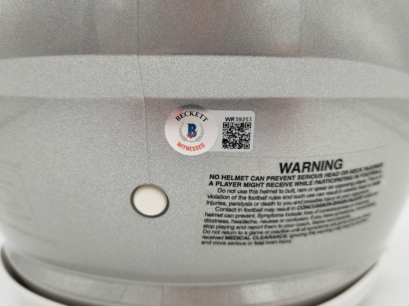 Mac Jones Autographed New England Patriots Silver Full Size Authentic Speed Helmet Beckett BAS QR Stock #200939