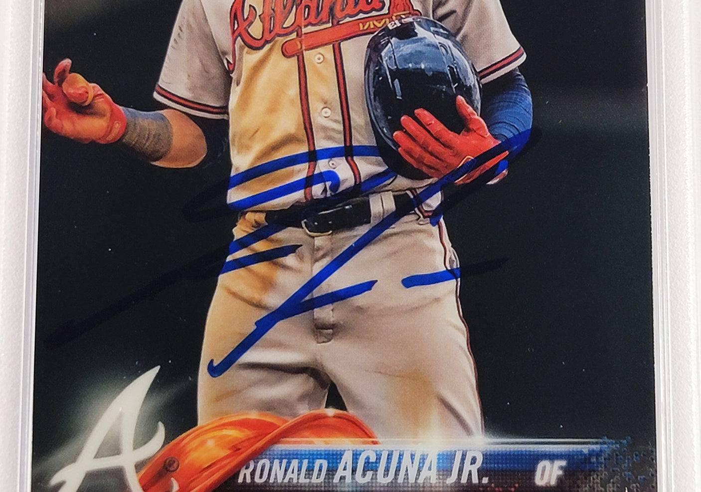 Ronald Acuna Jr. Autographed 2018 Topps Chrome Update Rookie Card #HMT25 Atlanta Braves PSA 9 Auto Grade Gem Mint 10 PSA/DNA #56463079