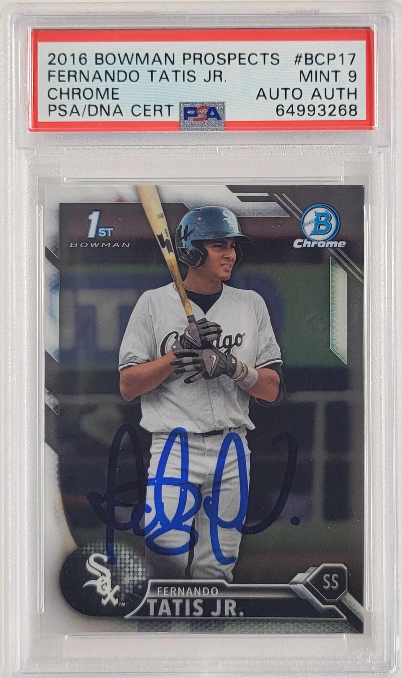 Fernando Tatis Jr. Autographed 2016 Bowman Chrome Prospects Rookie Card #BCP17 San Diego Padres PSA 9 PSA/DNA #64993268