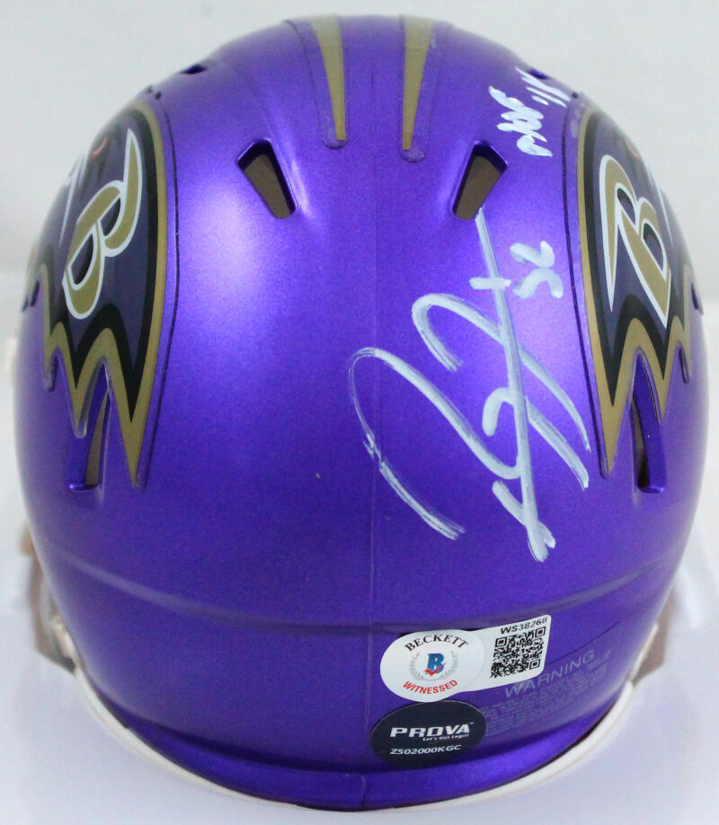 Ray Lewis Autographed Ravens Flash Speed Mini Helmet w/HOF-Beckett W Hologram