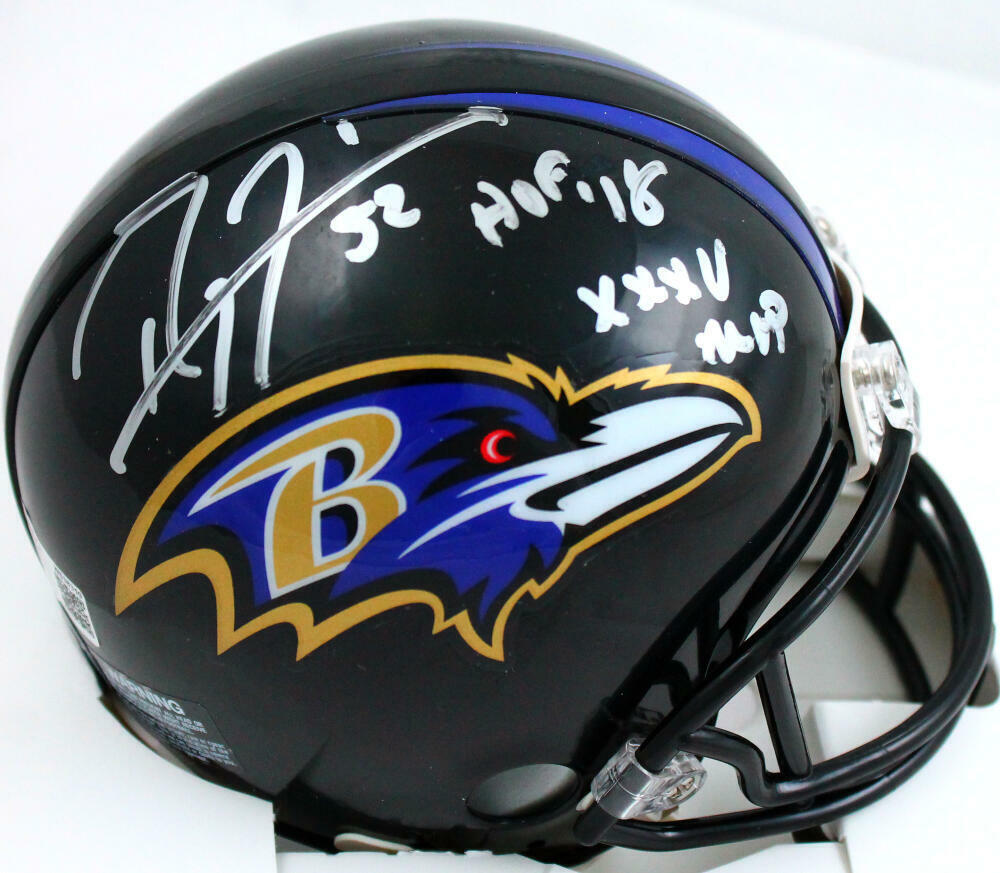 Ray Lewis Autographed Baltimore Ravens Mini Helmet w/2 insc.-Beckett W Hologram