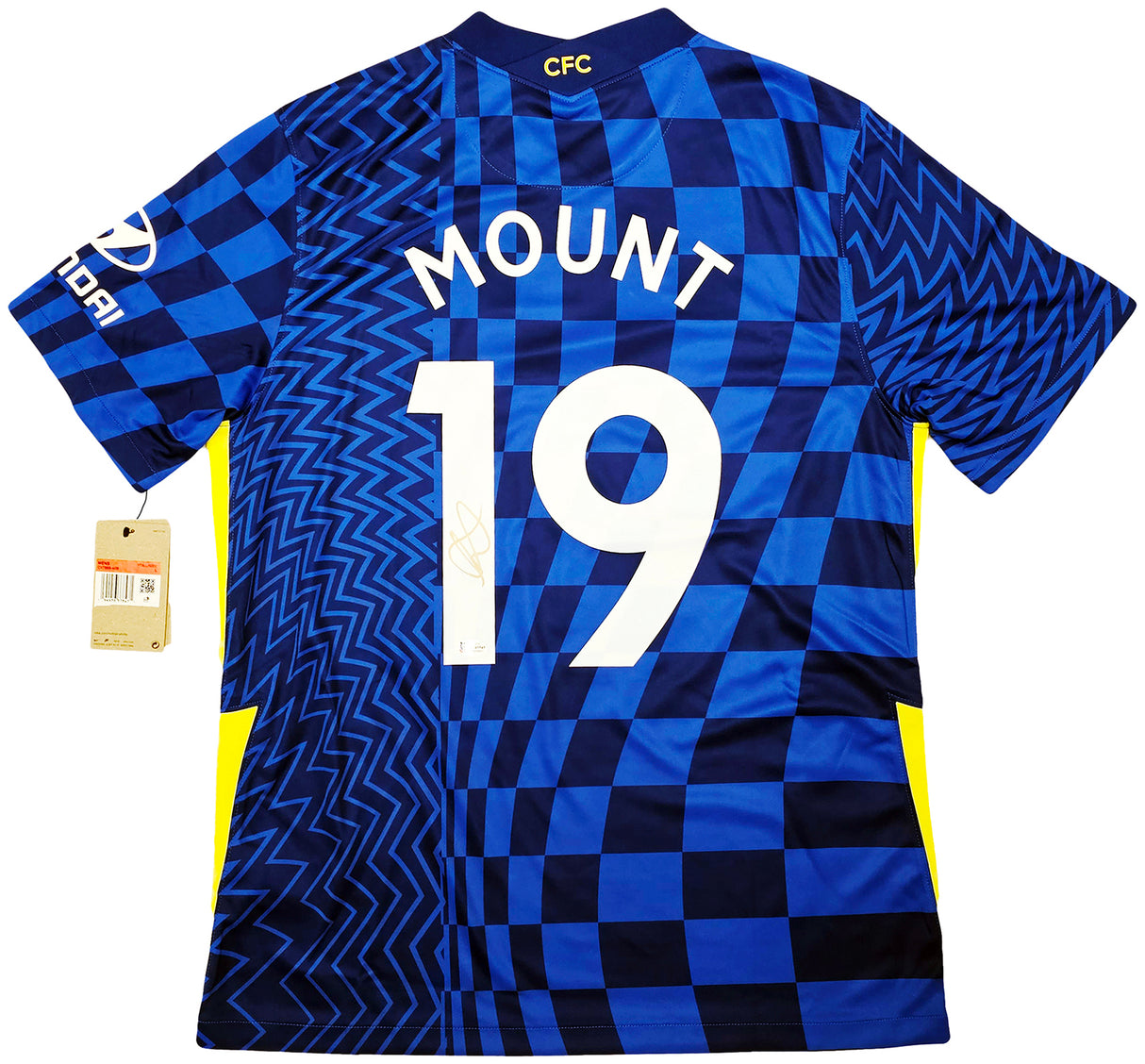 Chelsea F.C. Mason Mount Autographed Blue Nike Jersey Size L in Gold Beckett BAS Stock #196475