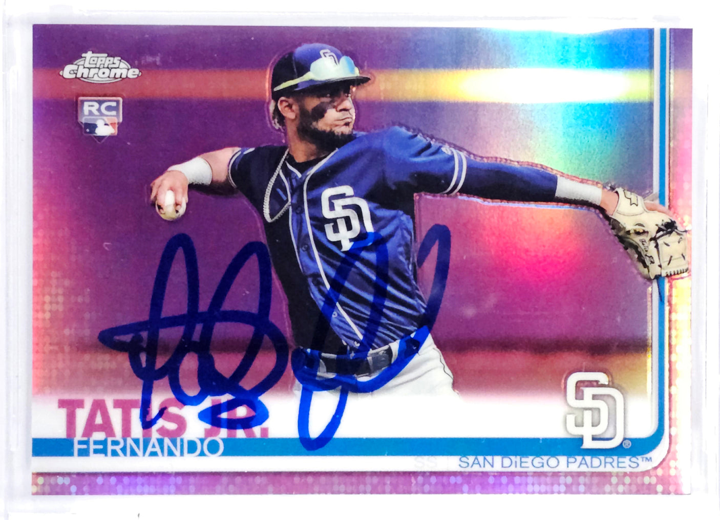 Fernando Tatis Jr. Autographed 2019 Topps Chrome Purple Refractor Rookie Card #203 San Diego Padres BGS 9.5 Auto Grade Gem Mint 10 Beckett BAS #15350027