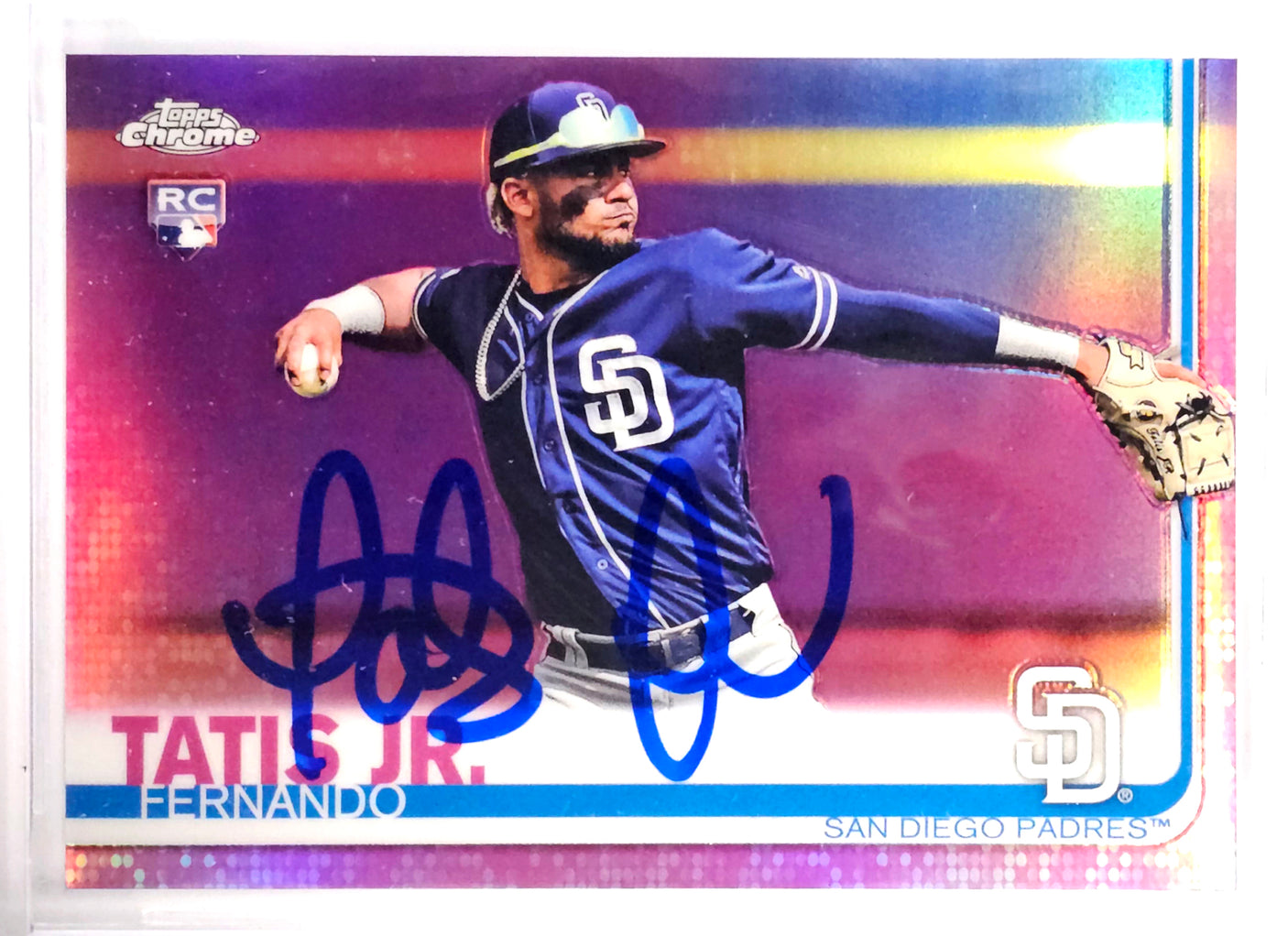 Fernando Tatis Jr. Autographed 2019 Topps Chrome Purple Refractor Rookie Card #203 San Diego Padres BGS 8.5 Auto Grade Gem Mint 10 Beckett BAS #15350636