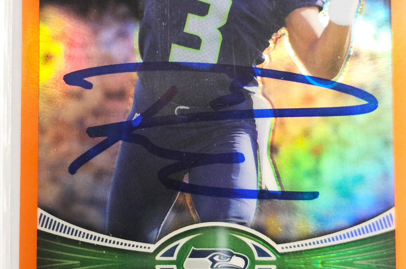 Russell Wilson Autographed 2012 Topps Chrome Orange Refractor Rookie Card #40 Seattle Seahawks BGS 9 Auto Grade Gem Mint 10 Beckett BAS #15530059