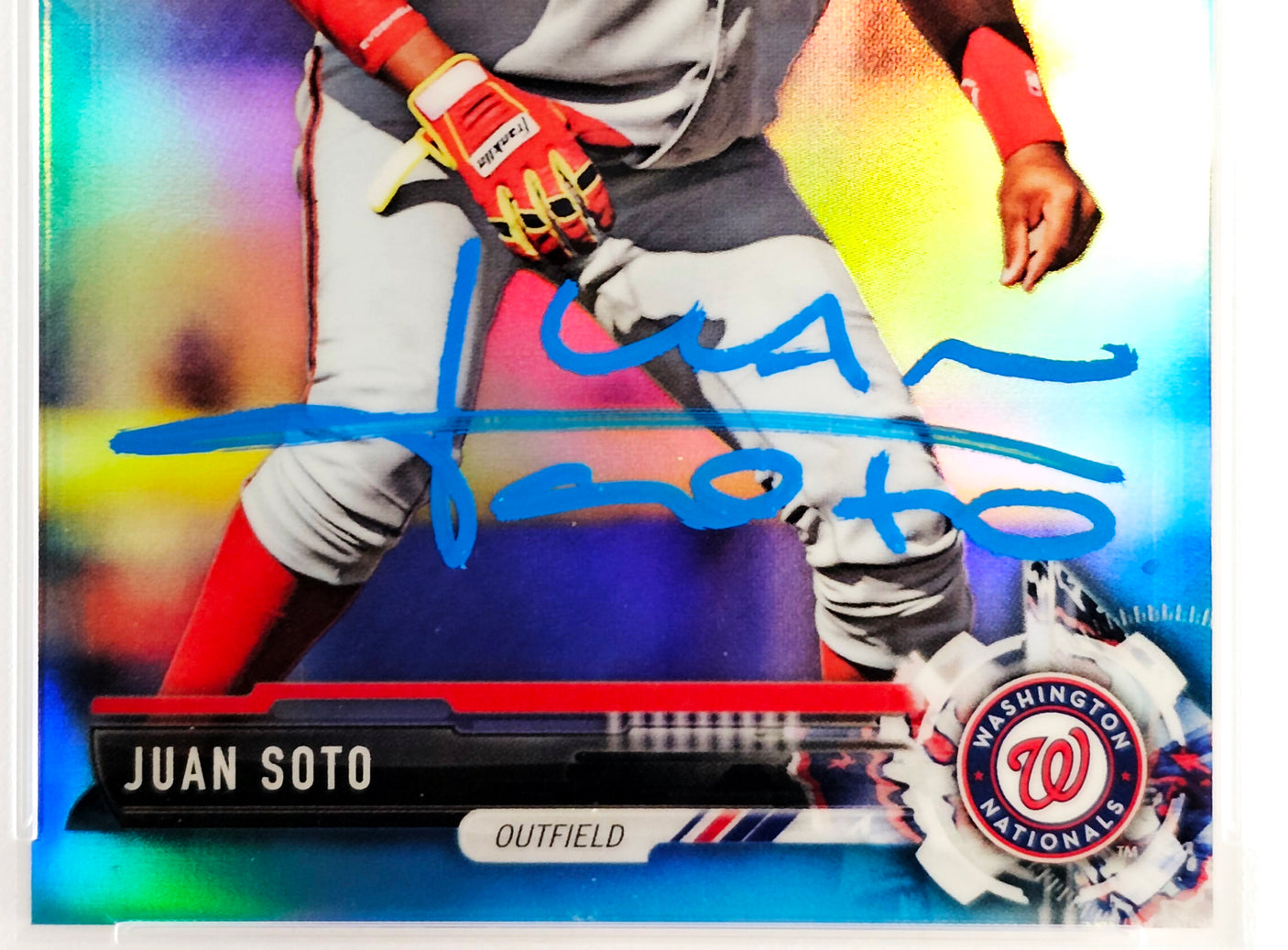 Juan Soto Autographed 2017 Bowman Draft Chrome Sky Blue Refractor Rookie Card #BDC162 New York Mets PSA 9 #288/399 PSA/DNA #61265707