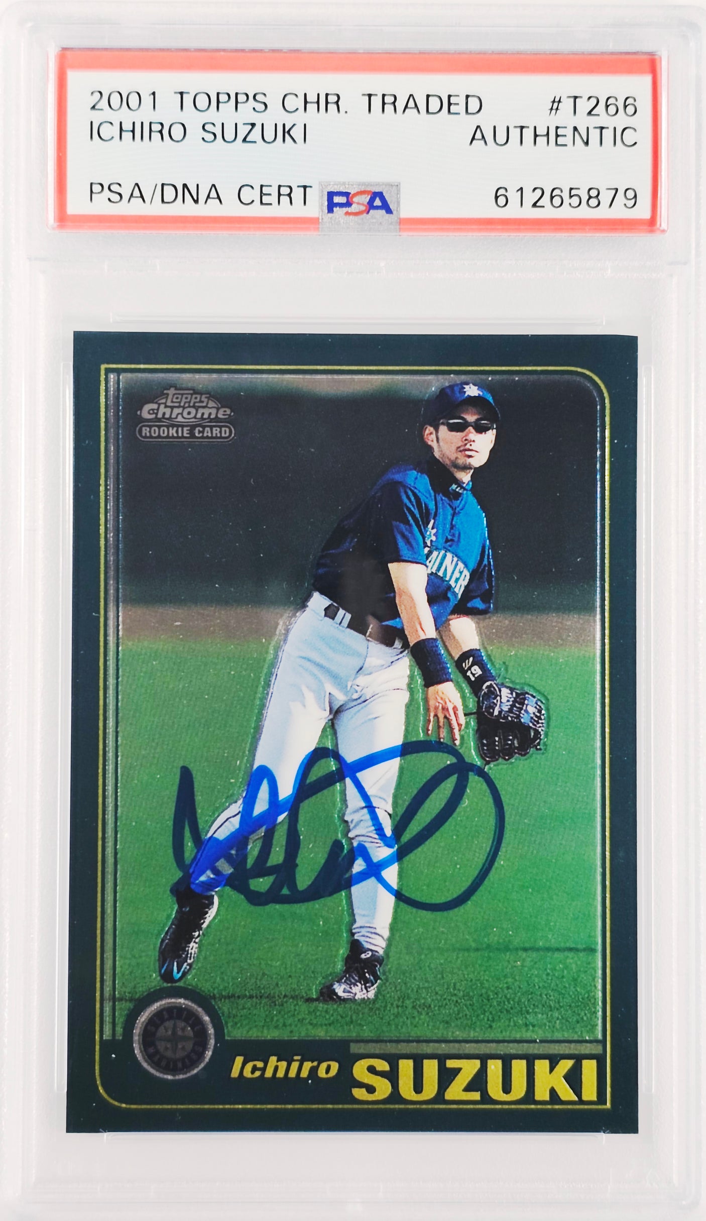 Ichiro Suzuki Autographed 2001 Topps Chrome Traded Rookie Card #T266 Seattle Mariners PSA/DNA #61265879
