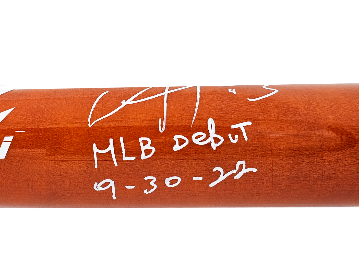 Francisco Alvarez Autographed Orange/Blue Marucci Pro Model Bat New York Mets "MLB Debut 9-30-22" Beckett BAS Witness Stock #218047