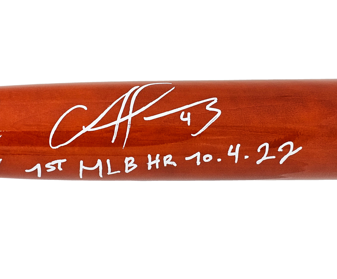 Francisco Alvarez Autographed Orange/Blue Marucci Pro Model Bat New York Mets "1st MLB HR 10-4-22" Beckett BAS Witness Stock #218049