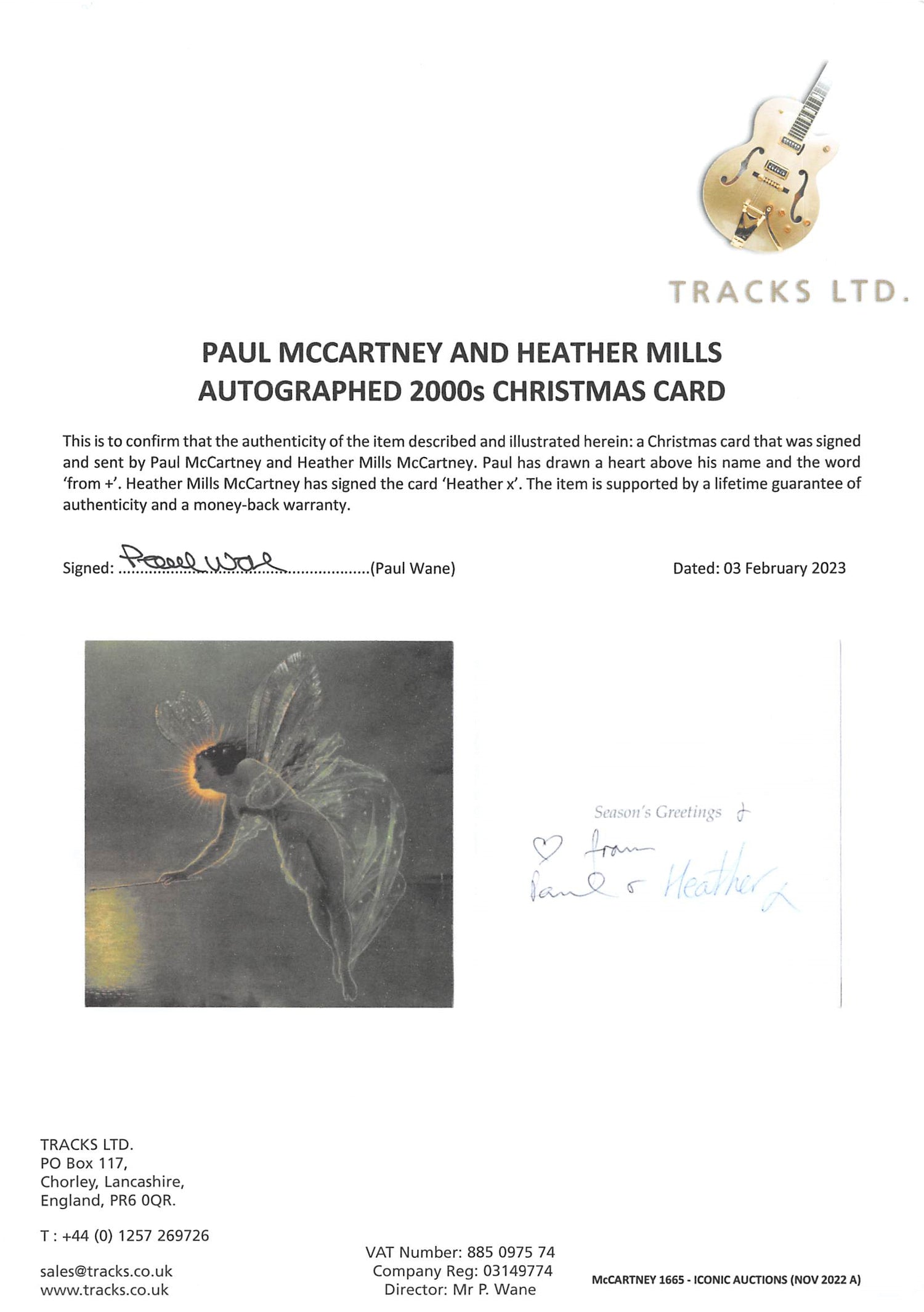 Paul McCartney & Heather Mills Authentic Signed Greeting Card BAS #AB76499