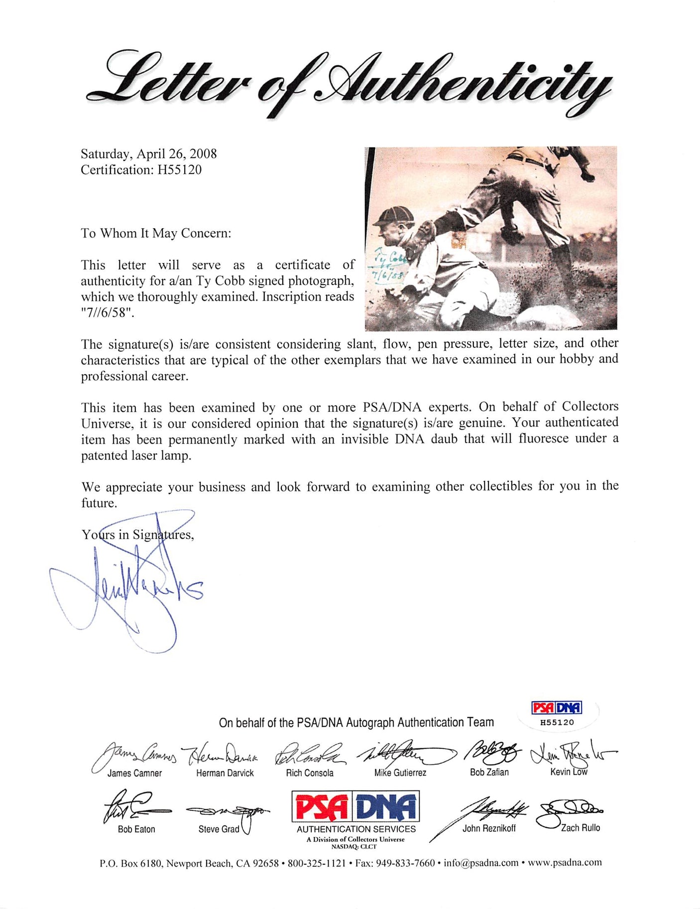 Tigers Ty Cobb Authentic Signed Framed 7x9 Newspaper Photo JSA & BAS #AC17562