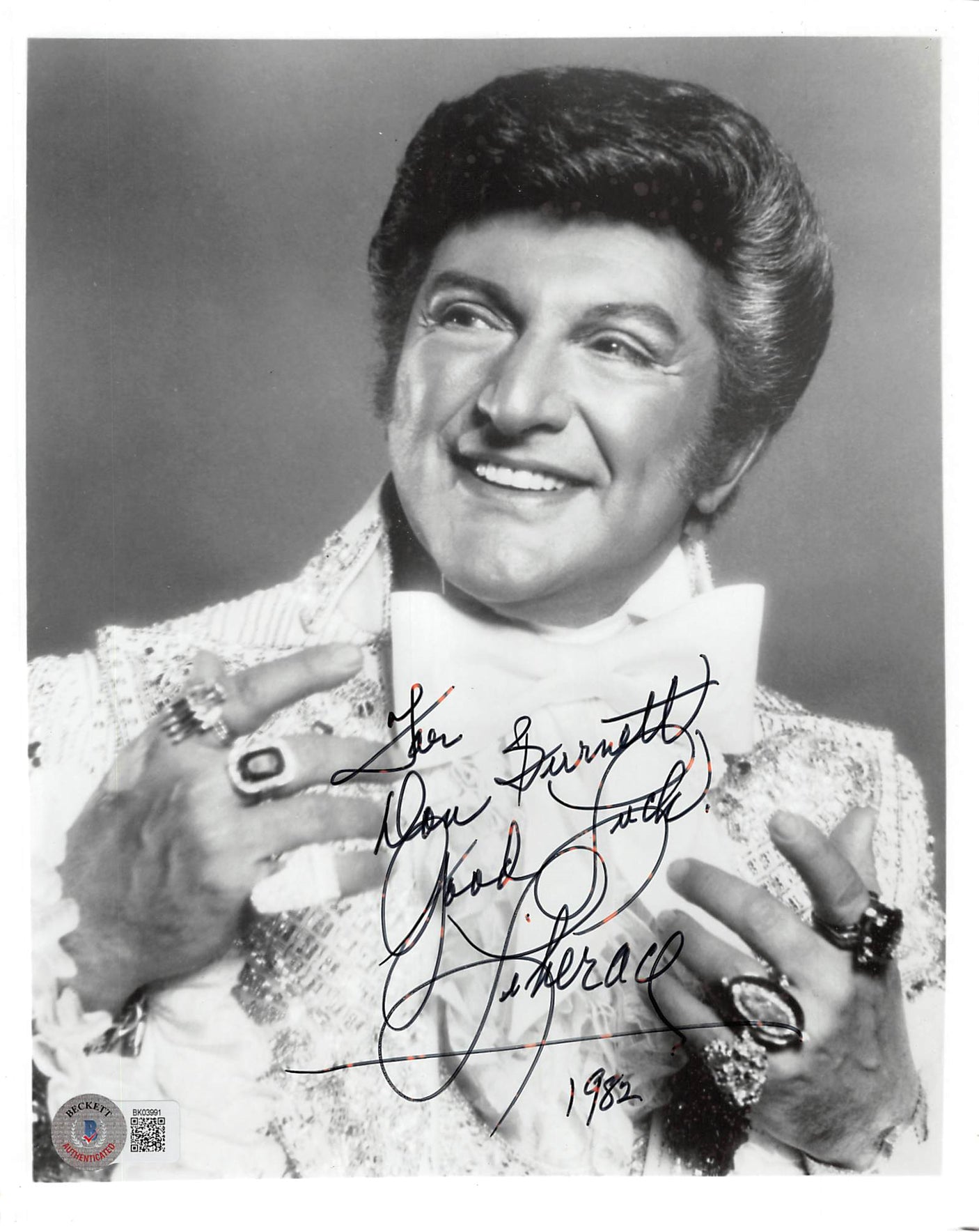 Liberace Pianist "For Don Burnett Good Luck" Signed 8x10 Photo BAS #BK03991