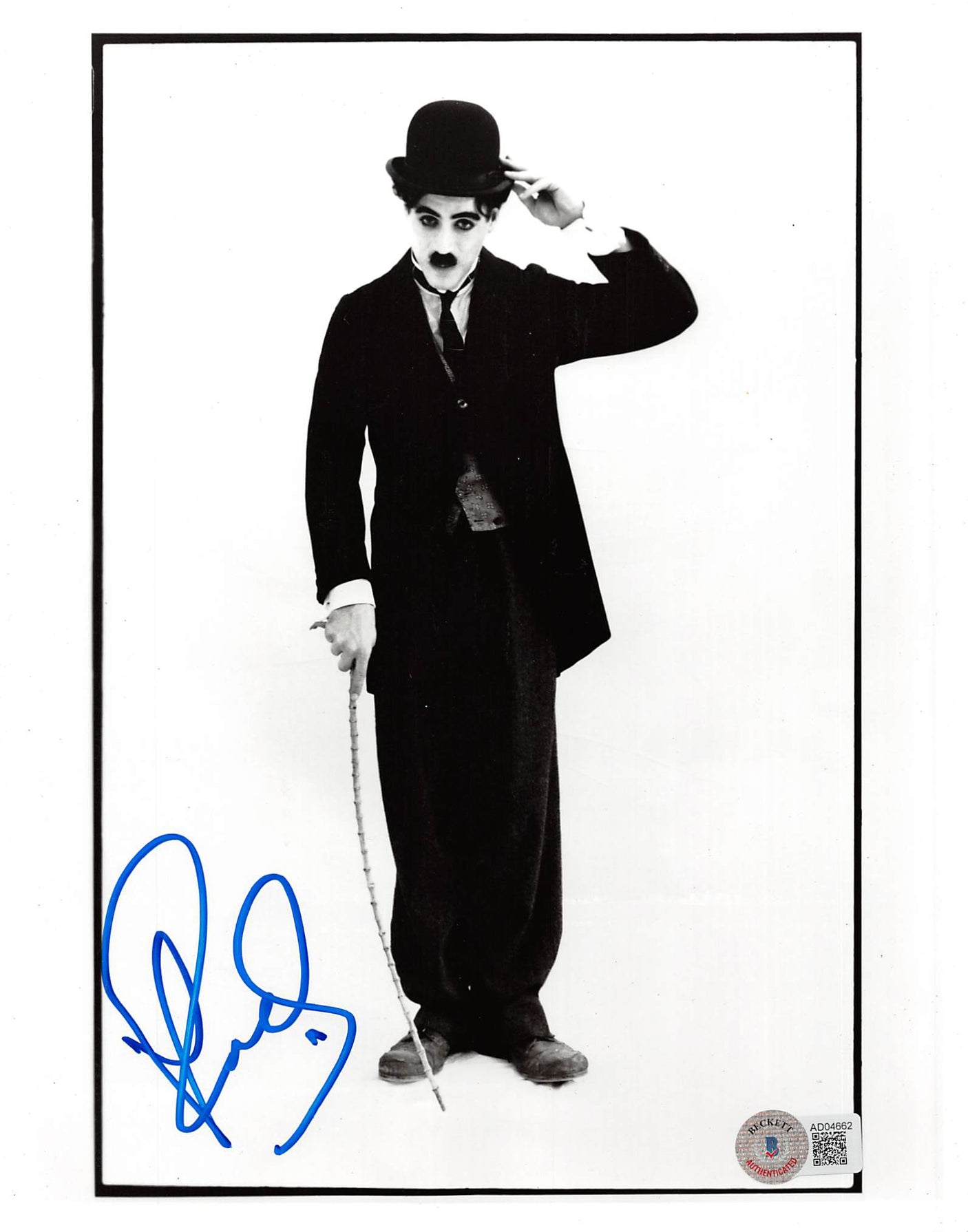 Robert Downey Jr. Chaplin Authentic Signed 8x10 Black & White Photo BAS #AD04662