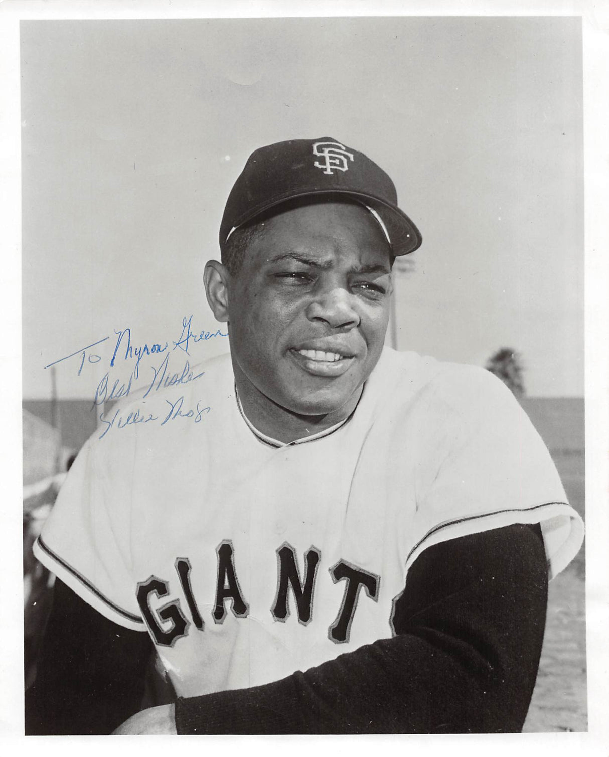 Giants Willie Mays "Best Wishes" Signed 8x10 Black & White Photo BAS #A86122