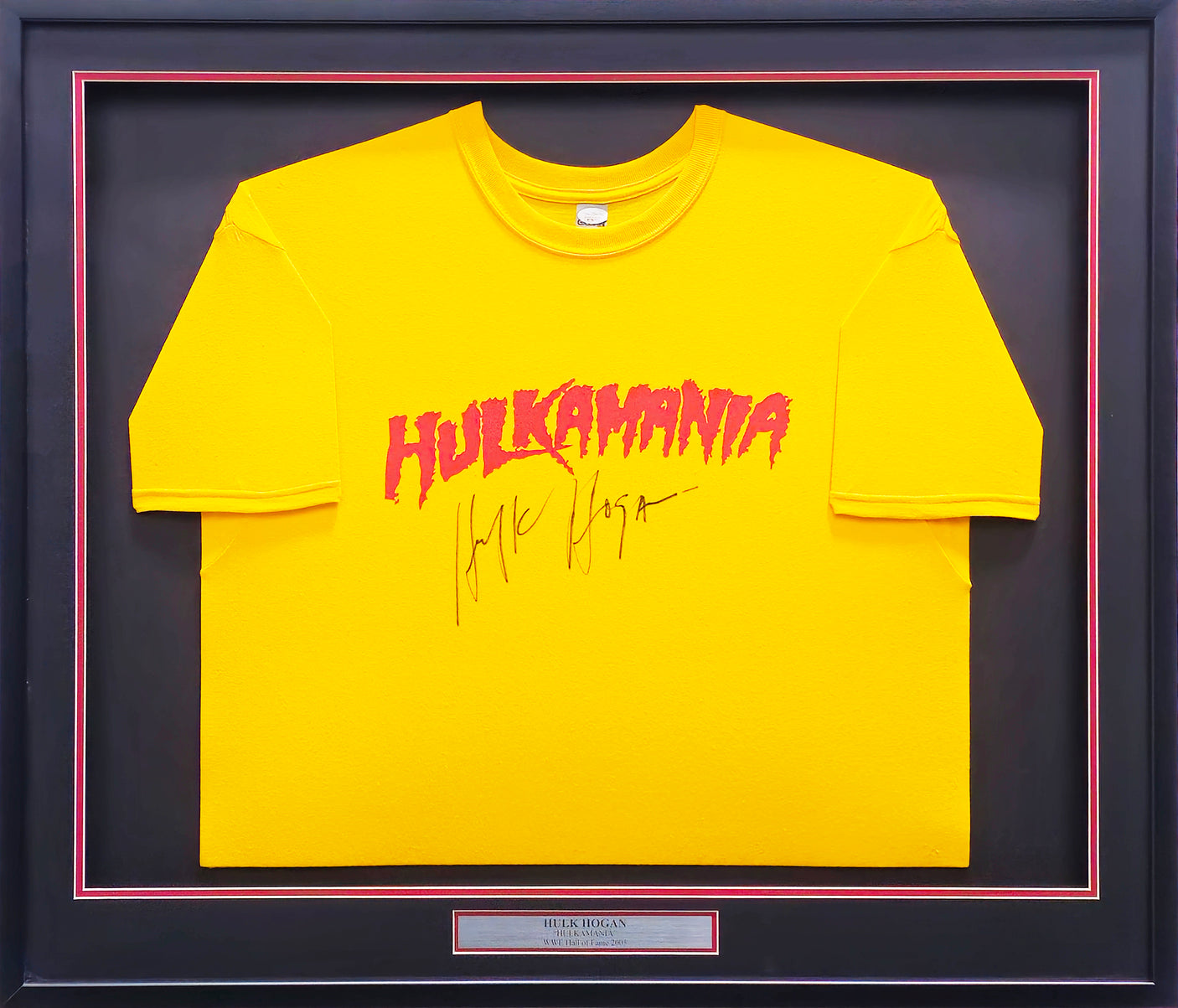 WWE Hulk Hogan Autographed Framed Yellow Shirt JSA Stock #234596