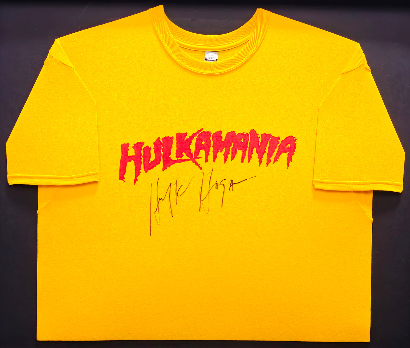 WWE Hulk Hogan Autographed Framed Yellow Shirt JSA Stock #234596