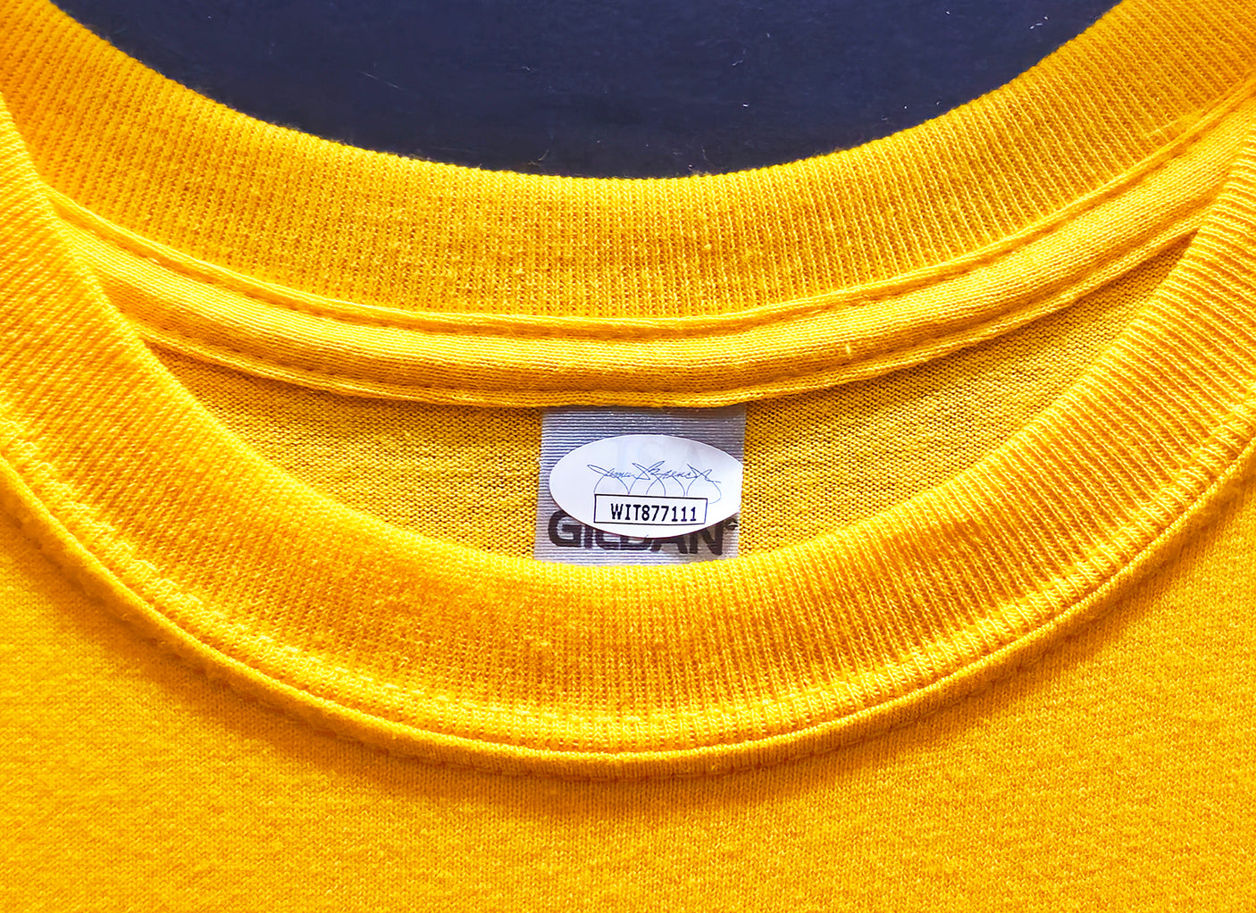 WWE Hulk Hogan Autographed Framed Yellow Shirt JSA Stock #234596