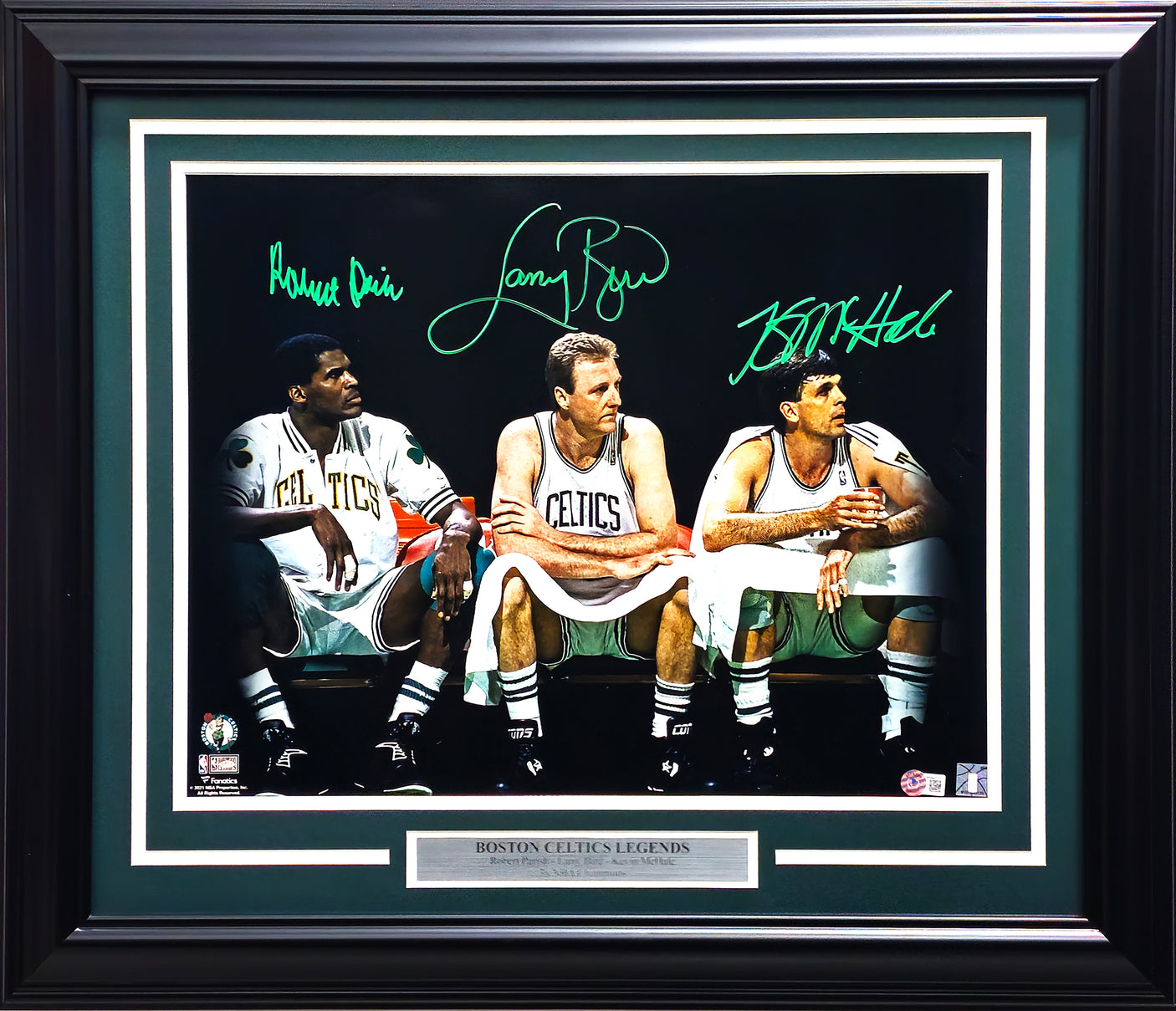 Larry Bird, Kevin McHale & Robert Parrish Autographed Framed 16x20 Photo Boston Celtics Beckett BAS Witness Stock #234603