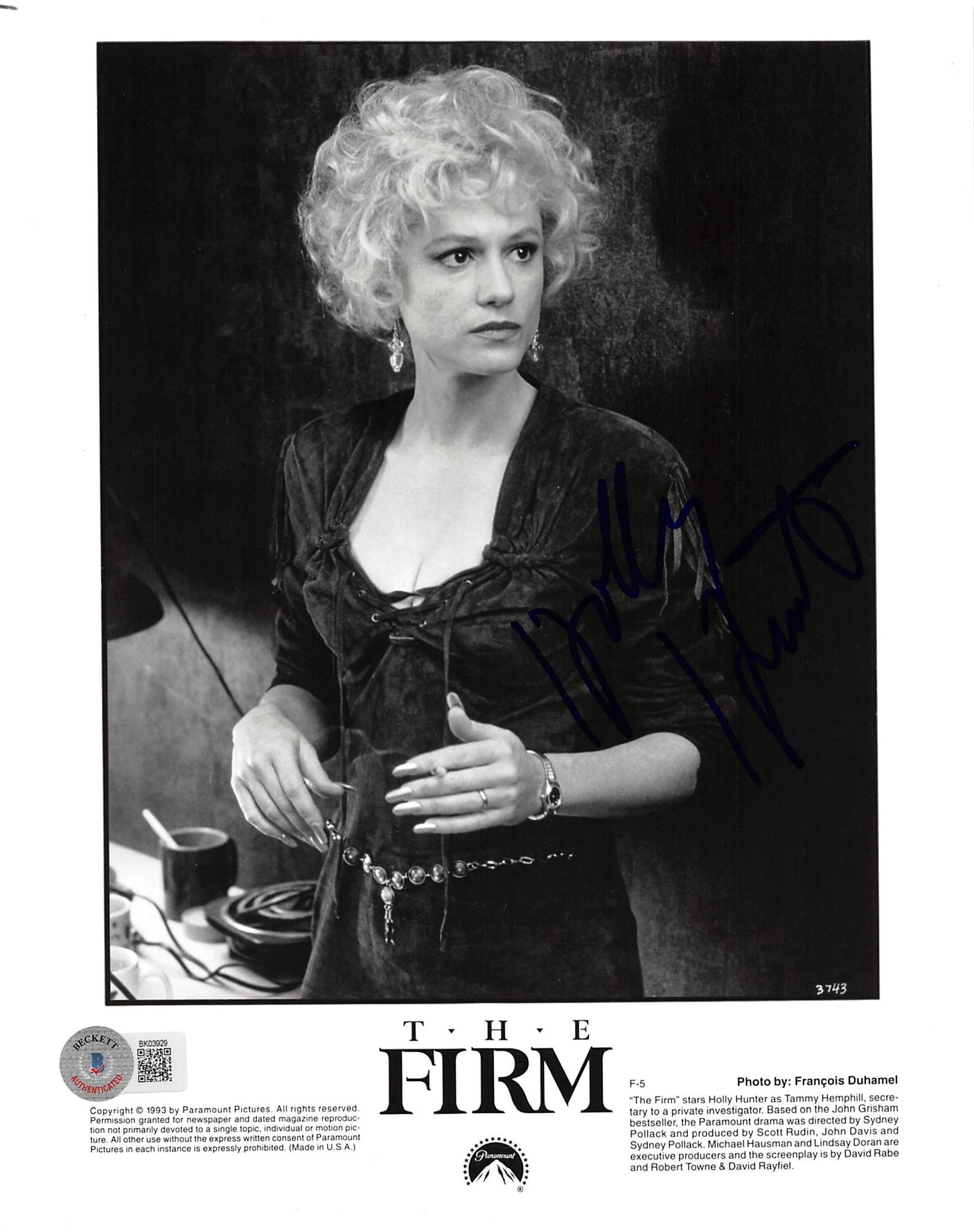 Holly Hunter The Firm Authentic Signed 8x10 Photo Autographed BAS #BK03929