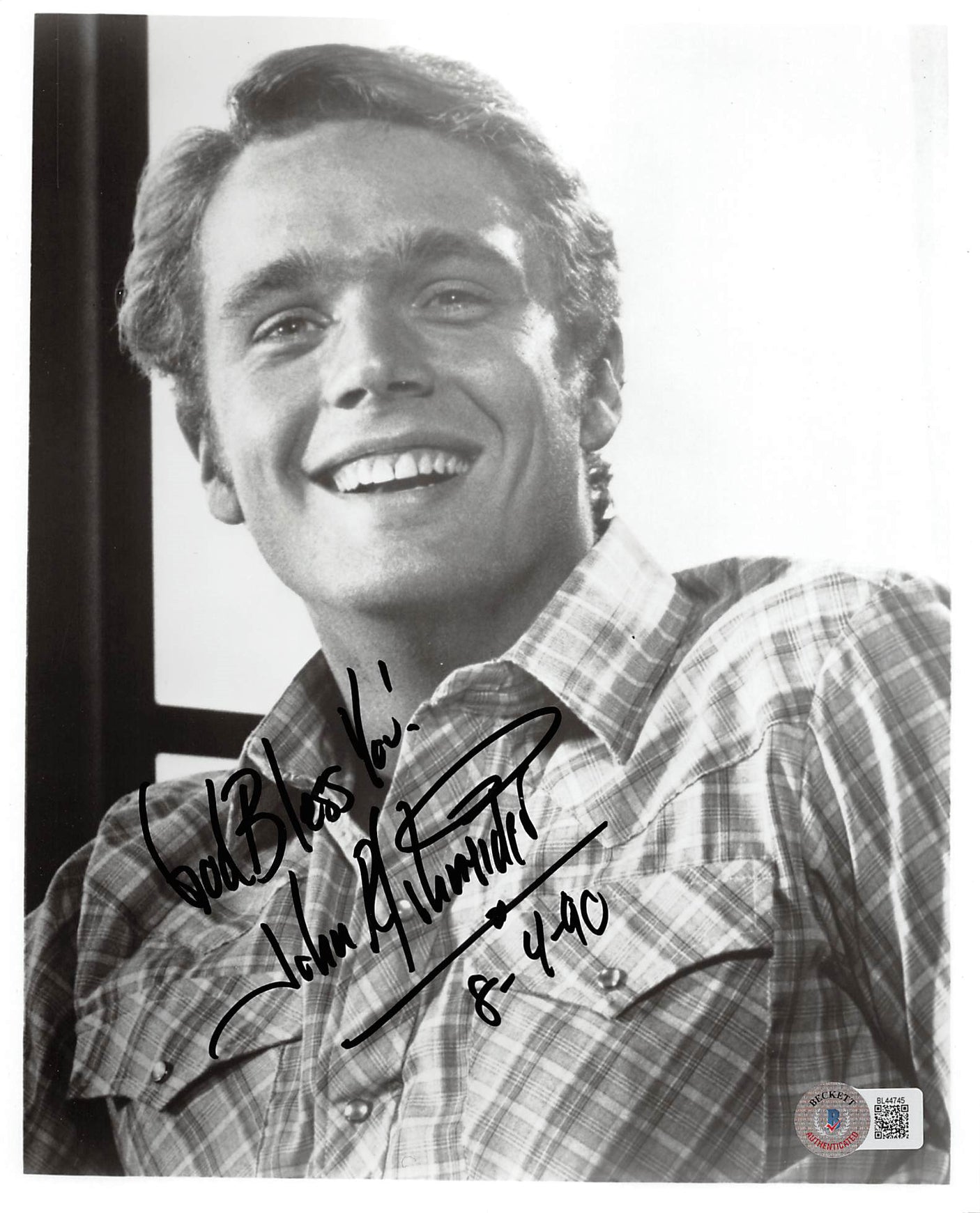John Schneider Dukes of Hazzard "God Bless You!" Signed 8x10 Photo BAS #BL44745
