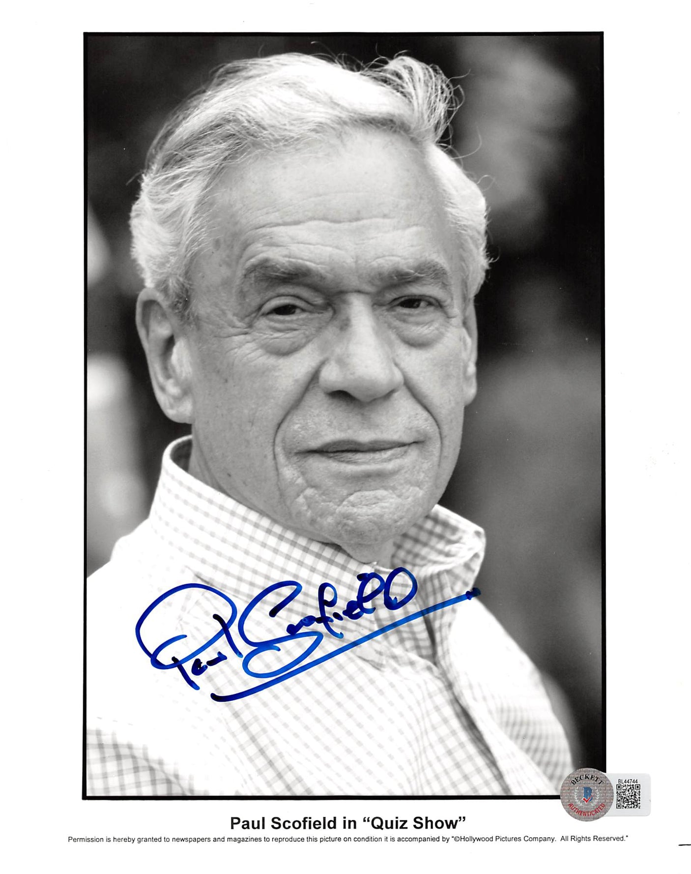 Paul Scofield Quiz Show Authentic Signed 8x10 Photo Autographed BAS #BL44744