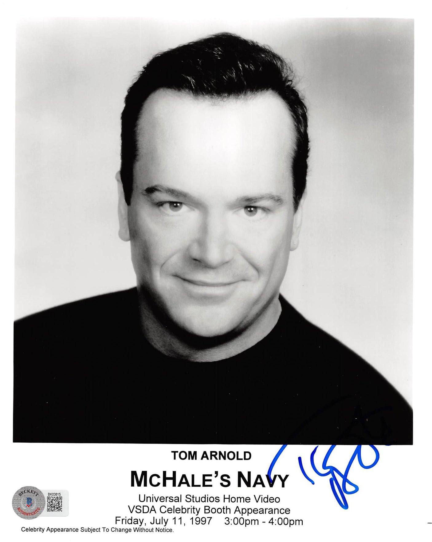 Tom Arnold McHale's Navy Authentic Signed 8x10 Photo Autographed BAS #BK03815