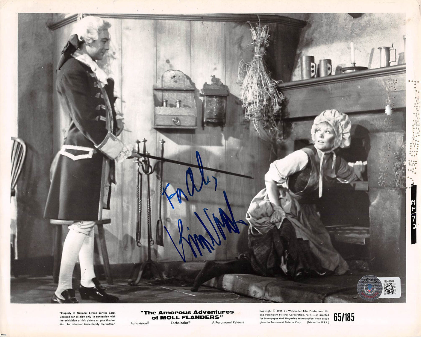 Kim Novak The Amorous Adventures of Moll Flanders Signed 8x10 Photo BAS #BL44764