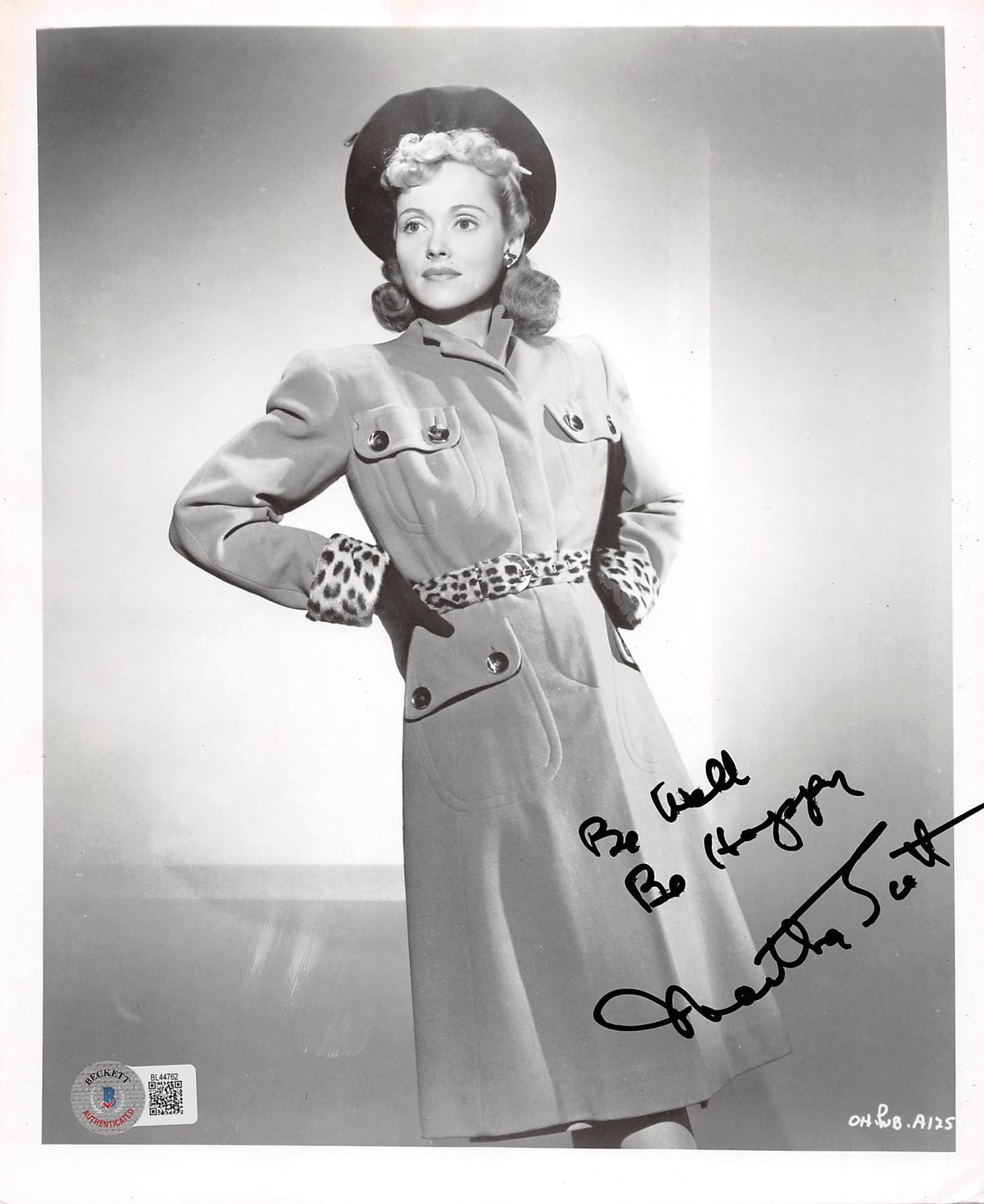 Martha Scott Cheers for Miss Bishop "Be Well" Signed 8x10 Photo BAS #BL44762