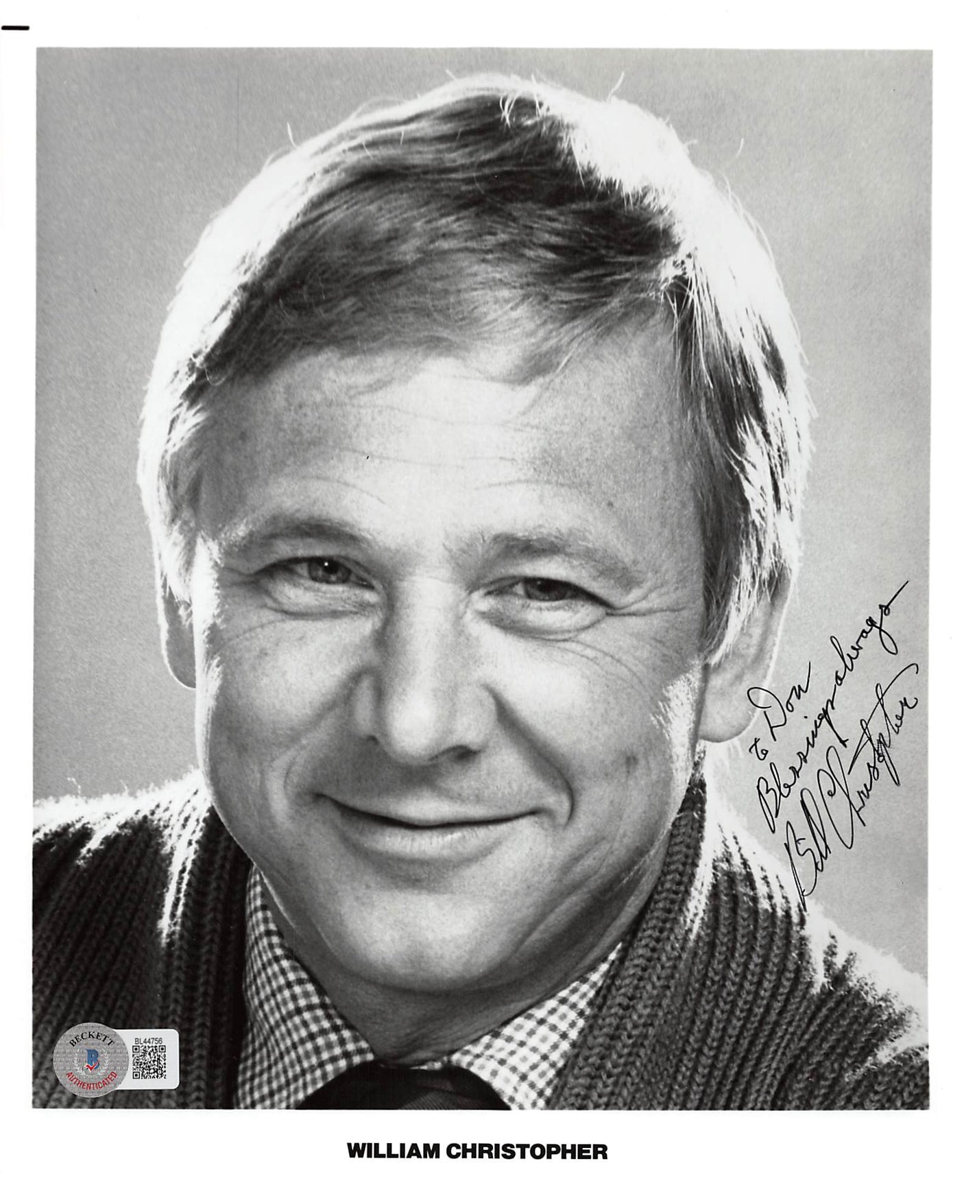William Christopher M*A*S*H "Blessings Always" Signed 8x10 Photo BAS #BL44756