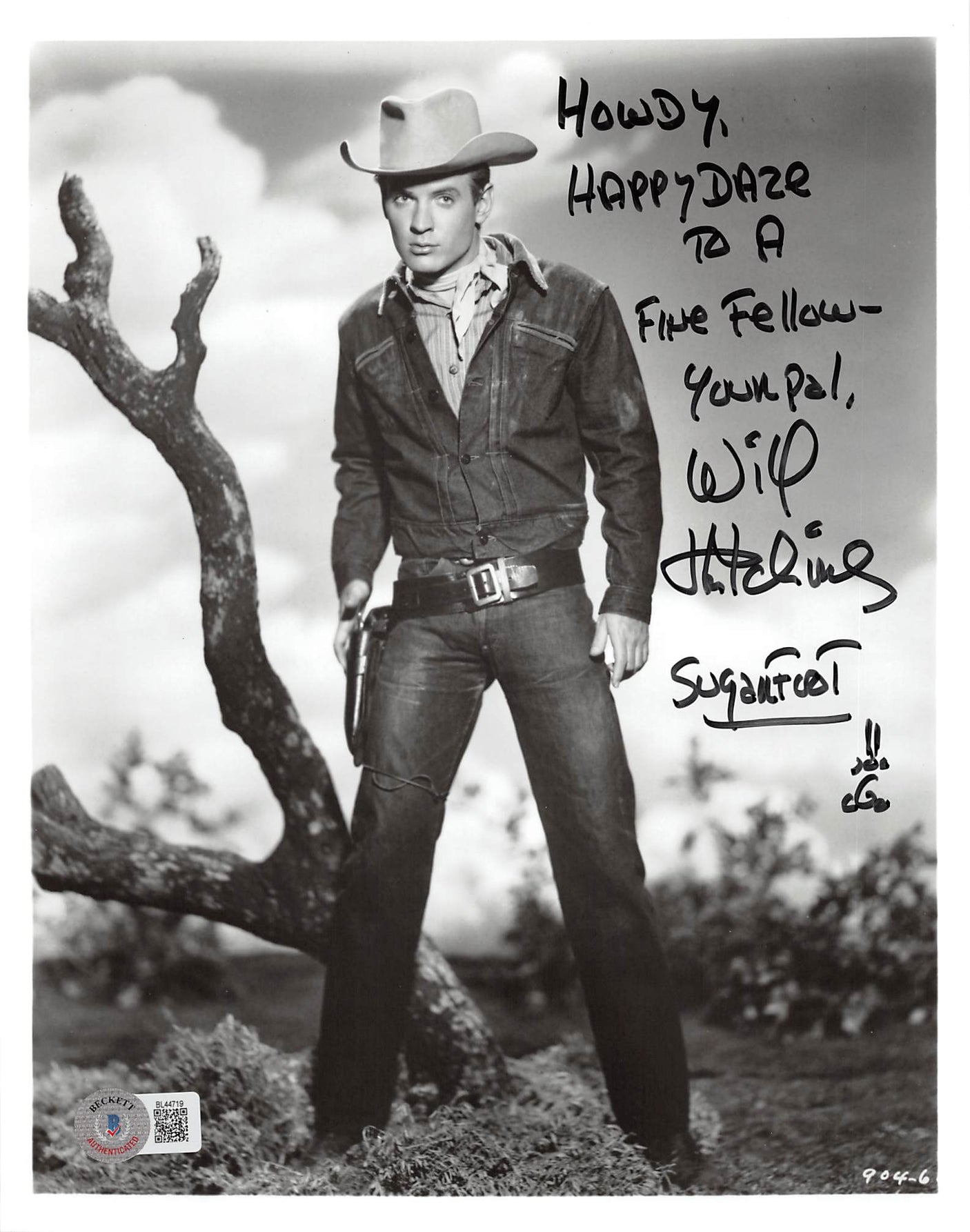 Will Hutchins Sugarfoot "Happy Daze" Authentic Signed 8x10 Photo BAS #BL44719