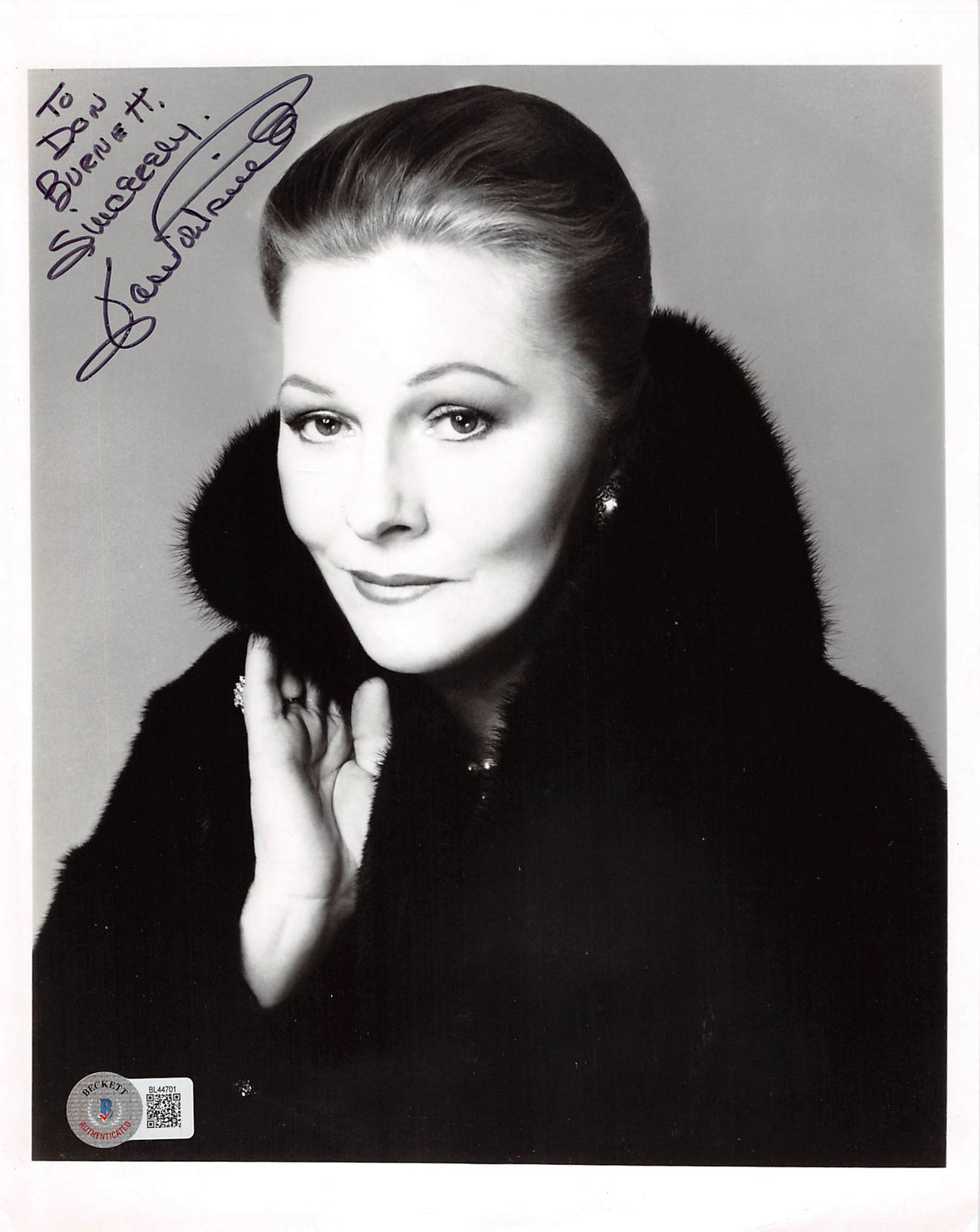 Joan Fontaine Suspicion "To Don Burnett" Signed 8x10 Photo BAS #BL44701