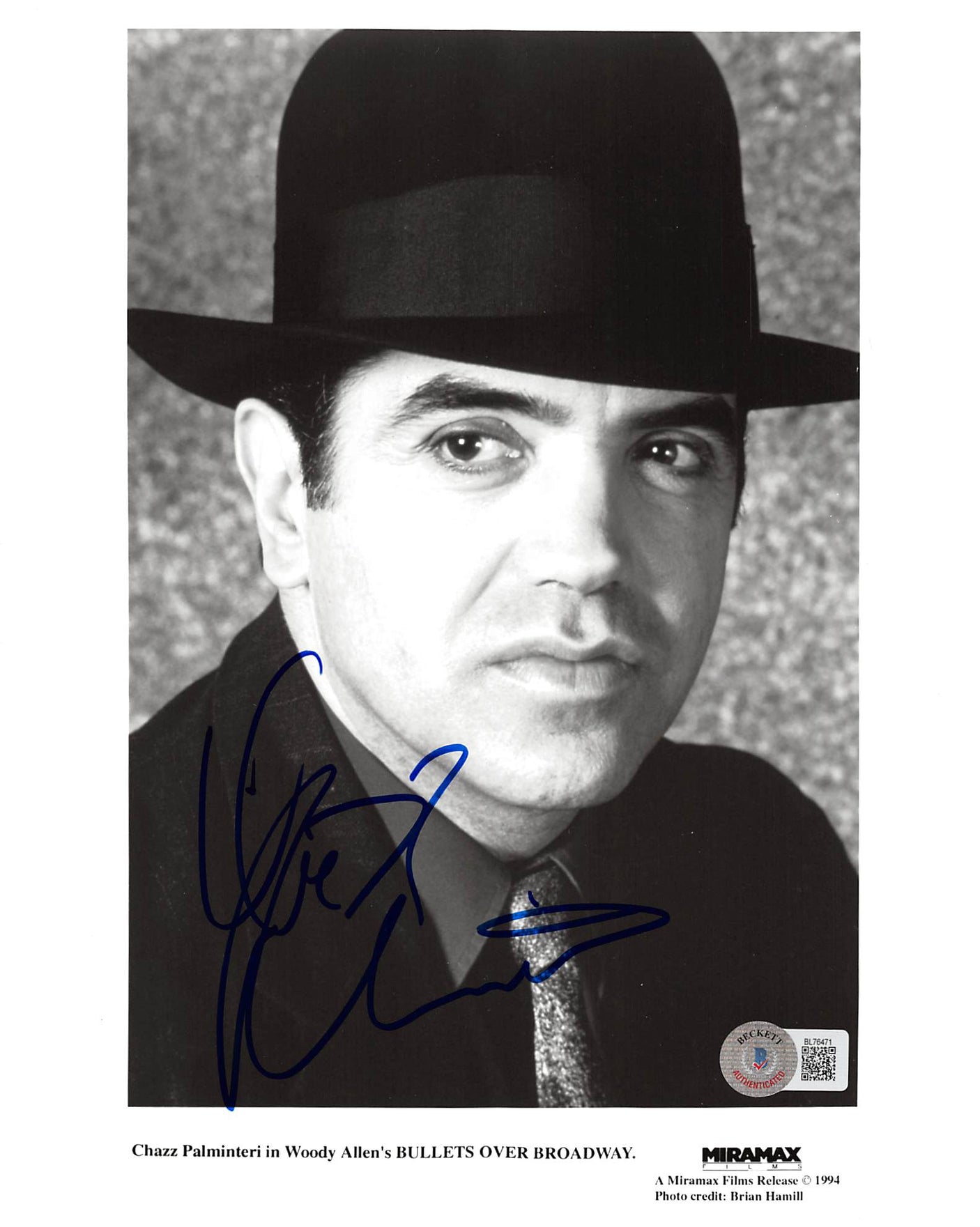 Chazz Palminteri Bullets over Broadway Authentic Signed 8x10 Photo BAS #BL76471