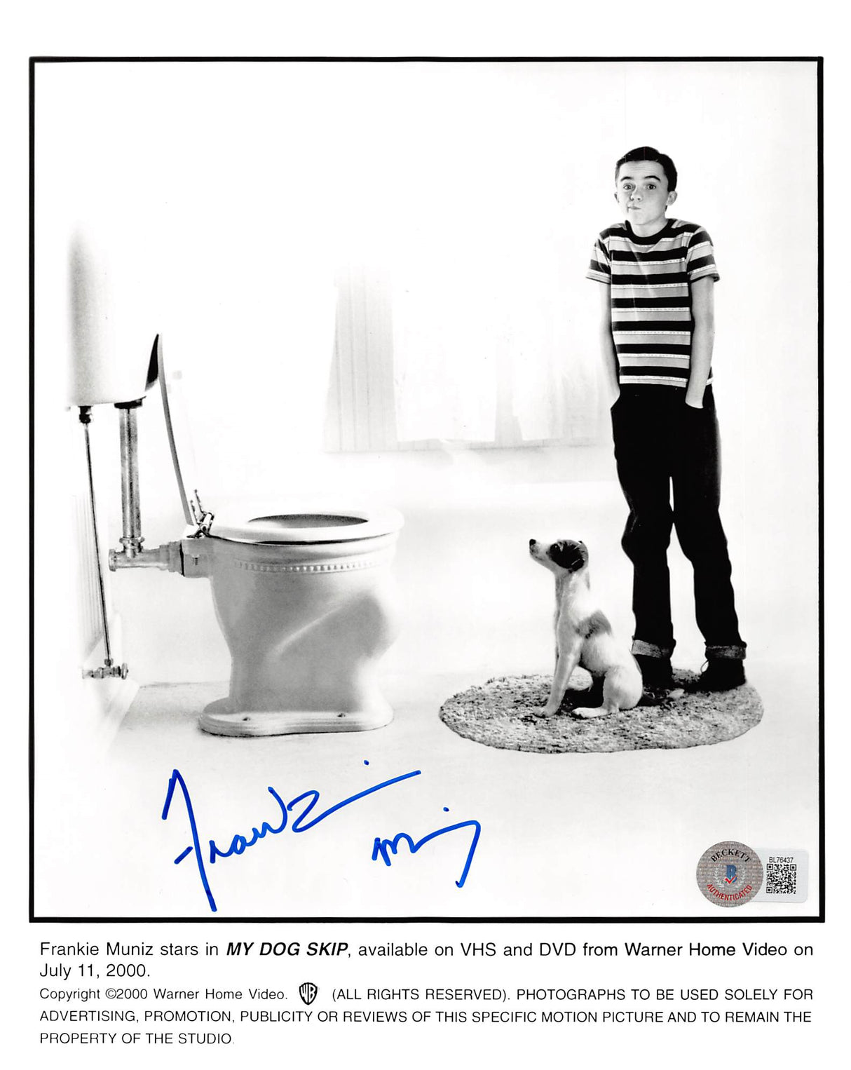 Frankie Muniz My Dog Skip Authentic Signed 8x10 Photo Autographed BAS #BL76437