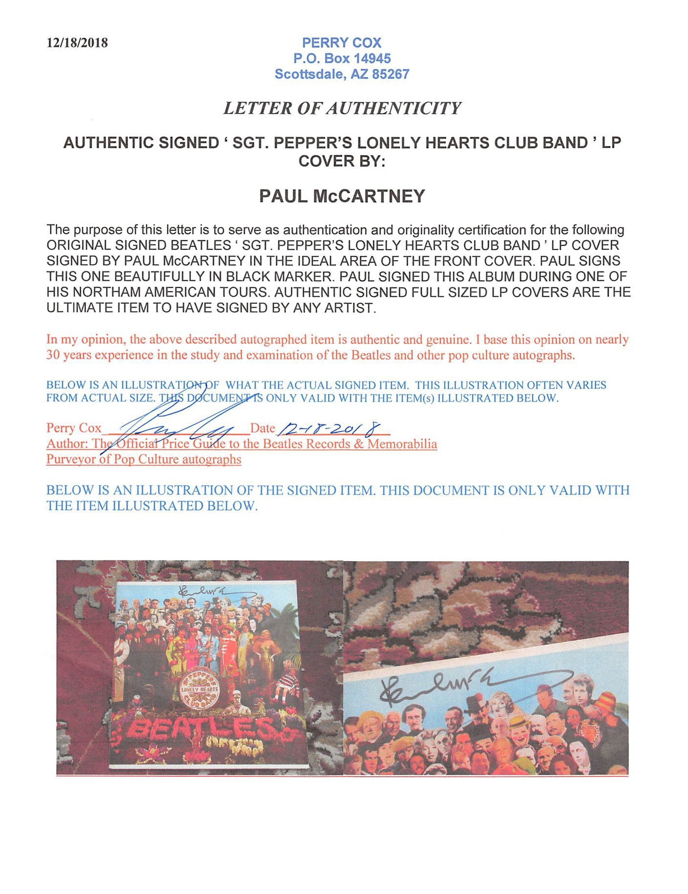 Paul McCartney Beatles Signed Sgt. Pepper's Album Cover W/ Vinyl JSA #YY56740