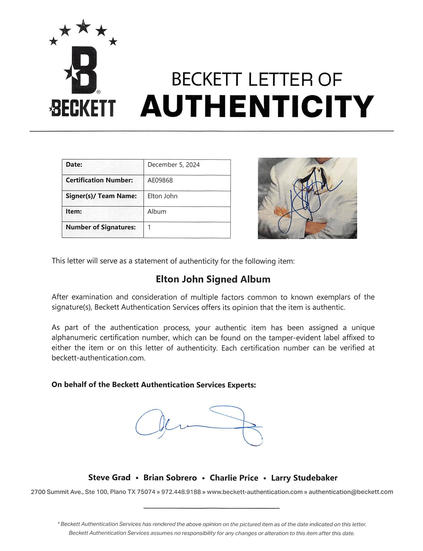 Elton John Signed Mona Lisas And Mad Hatters Album Cover W/ Vinyl BAS #AE09858