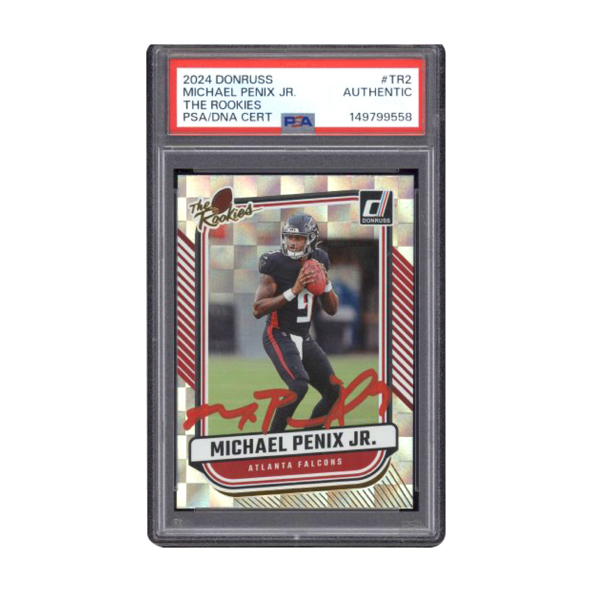 2024 Donruss Michael Penix Jr The Rookies #TR2 Red Ink Auto PSA AUTHENTIC