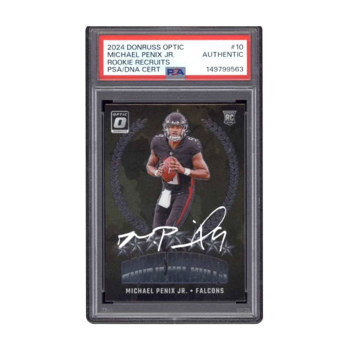 2024 Donruss Optic Michael Penix Jr Rookie Recruits #10 White Auto PSA AUTHENTIC