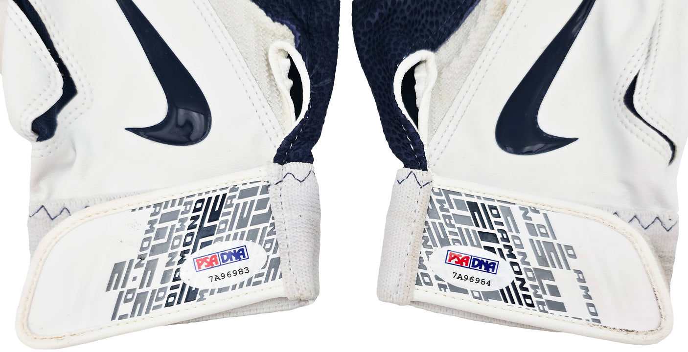 Robinson Cano Autographed Pair of Game Used White & Navy Blue Nike Batting Gloves New York Yankees PSA/DNA Stock #239113
