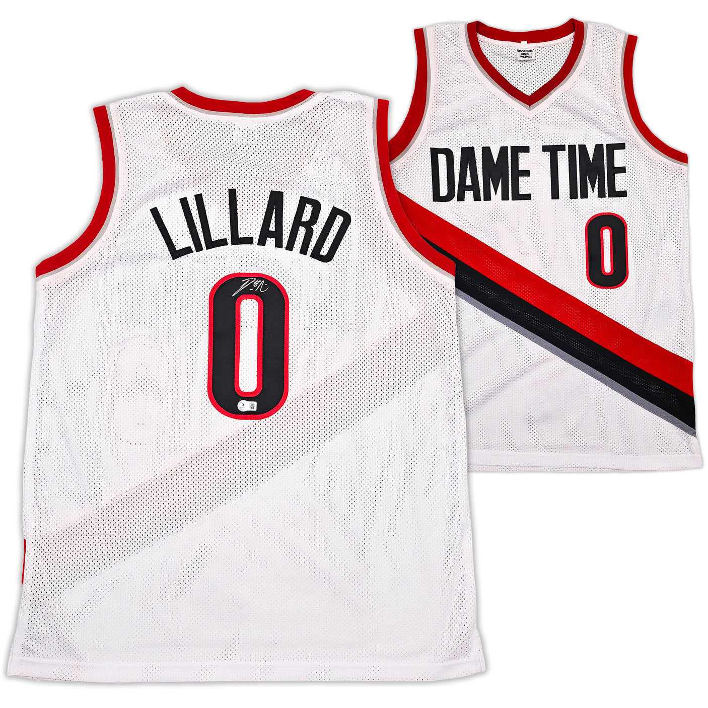 Portland Trail Blazers Damian Lillard Autographed White Jersey Beckett BAS Stock #195902