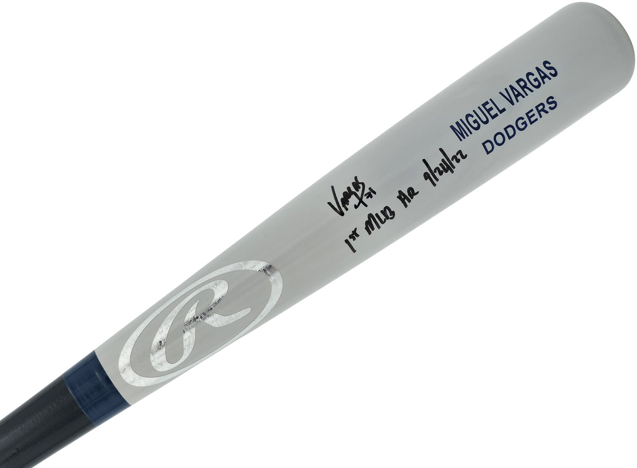 Miguel Vargas Autographed Gray Rawlings Game Model Bat Dodgers, White Sox "1st MLB HR" Beckett BAS Witness Stock #209050