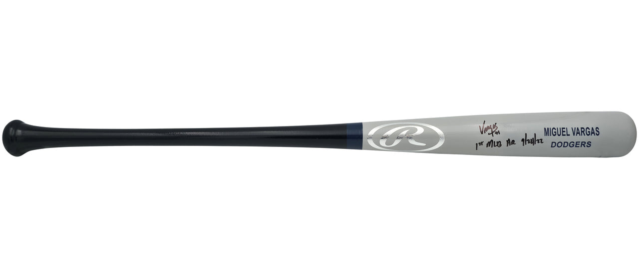 Miguel Vargas Autographed Gray Rawlings Game Model Bat Dodgers, White Sox "1st MLB HR" Beckett BAS Witness Stock #209050