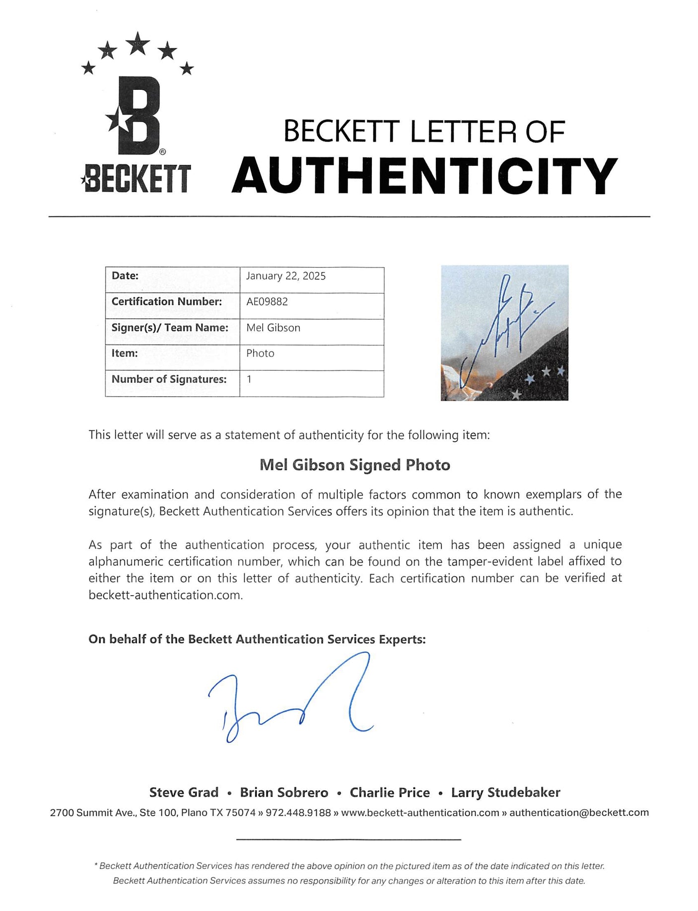 Mel Gibson The Patriot Authentic Signed 16x20 Framed Horizontal Flag Photo BAS 2