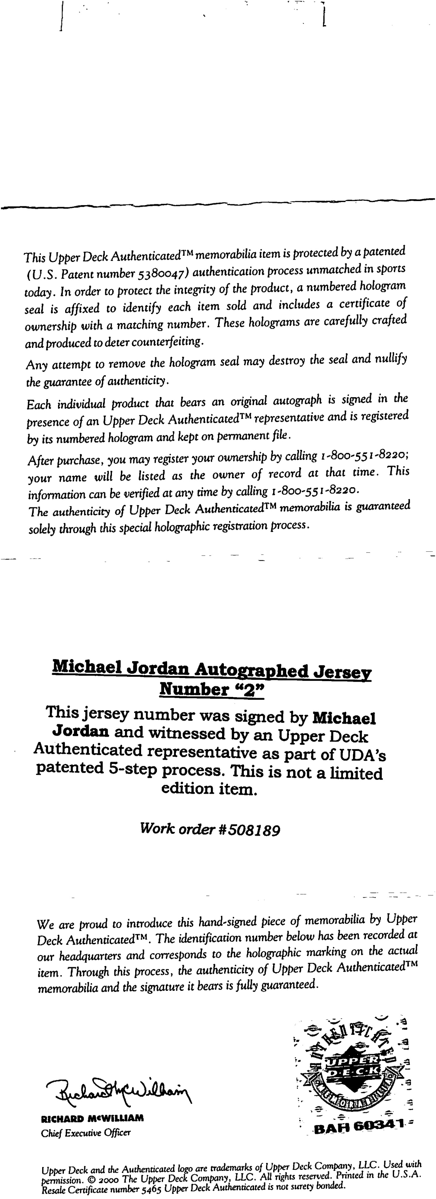 Bulls Michael Jordan Signed 97-98 White M&N HWC Authentic Jersey UDA #BAH60341