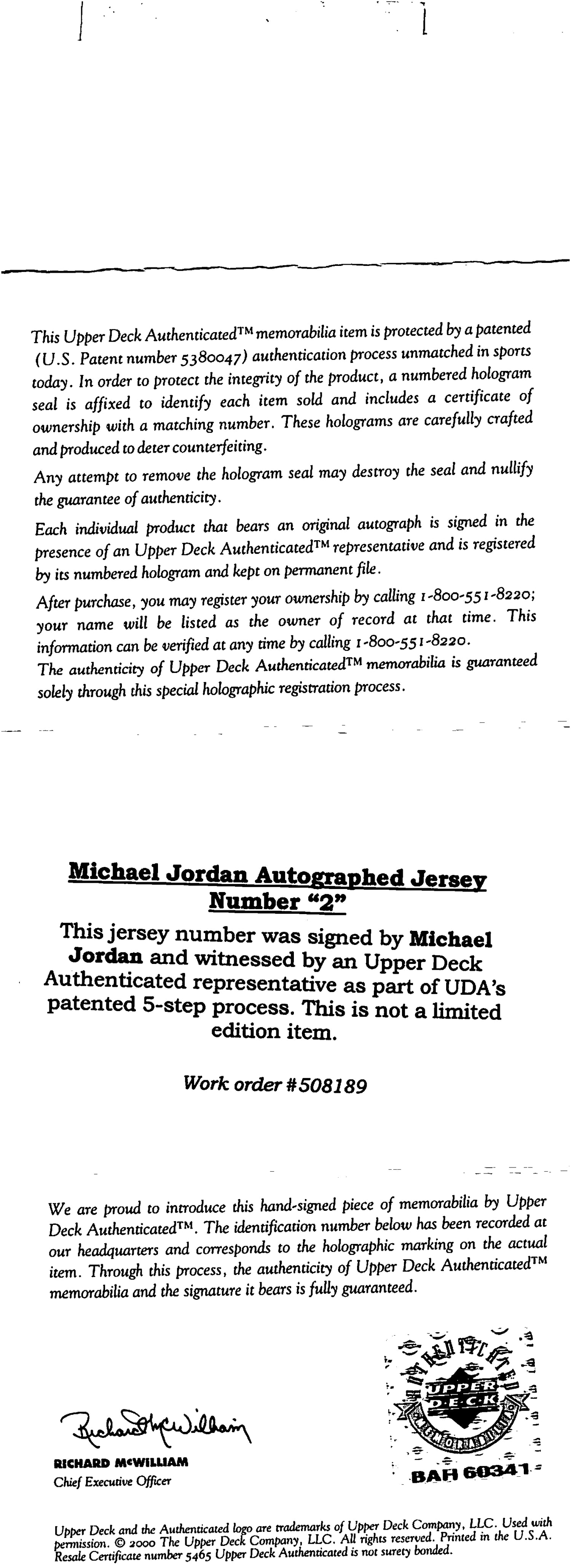 Bulls Michael Jordan Signed 97-98 White M&N HWC Authentic Jersey UDA #BAH60341