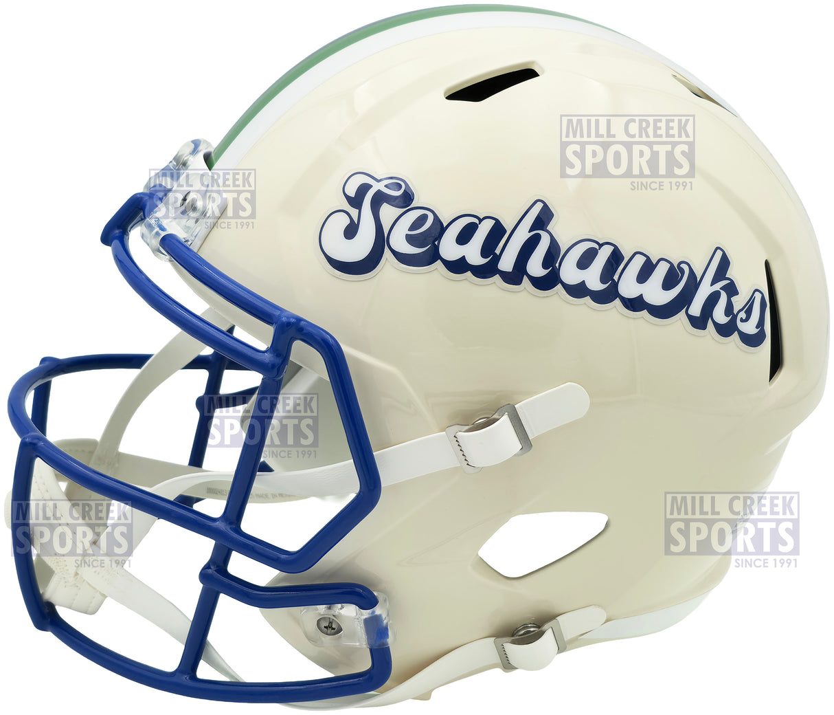 Unsigned Seattle Seahawks Riddell Cream Retro Full Size Speed Replica Helmet Stock #261766
