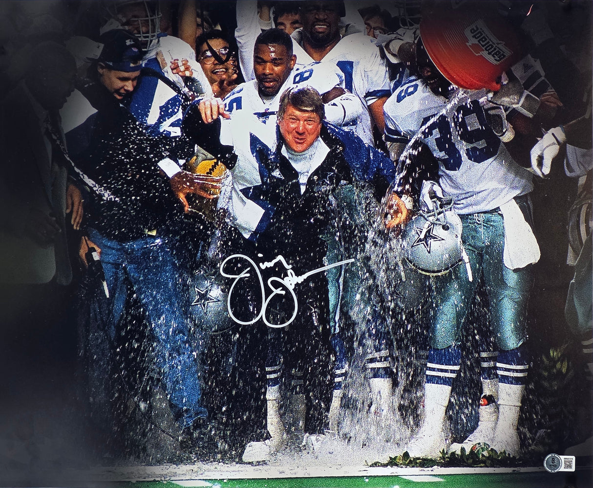 Cowboys Jimmy Johnson Authentic Signed 16x20 Horizontal Photo BAS Witnessed