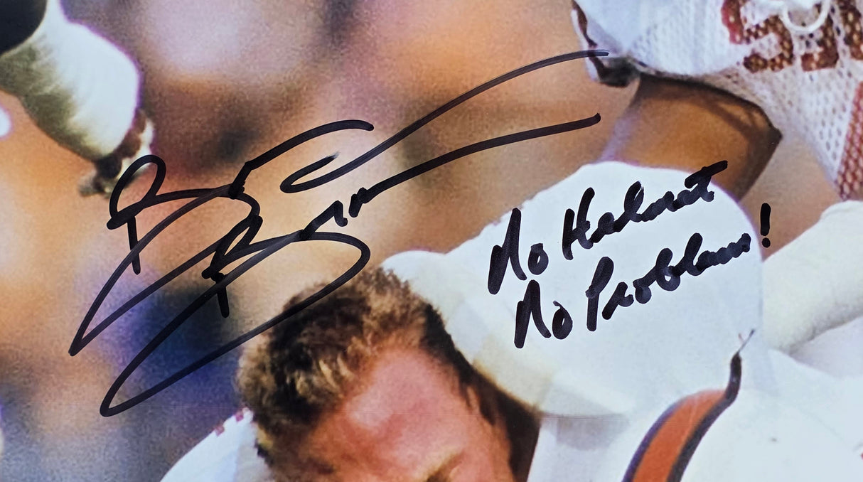 Oklahoma Brian Bosworth "No Helmet No Problem!" 16x20 Photo Autographed JSA