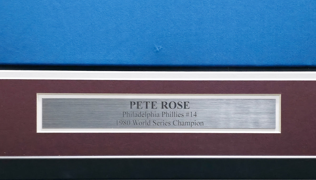Philadelphia Phillies Pete Rose Autographed Framed Baby Blue Jersey "1980 WS Champs" Beckett BAS Stock #267808