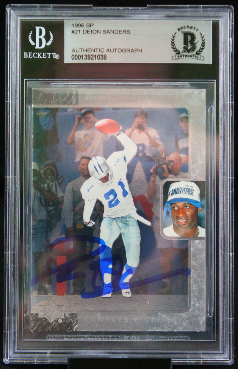 1996 Upper Deck SP #21 Deion Sanders Dallas Cowboys BGS Autograph 10